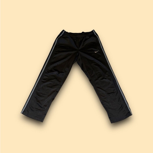 Nike Athletic Black Jogger Track Pants Medium 717403-010 Gray Mesh Stripe - Picture 2 of 6